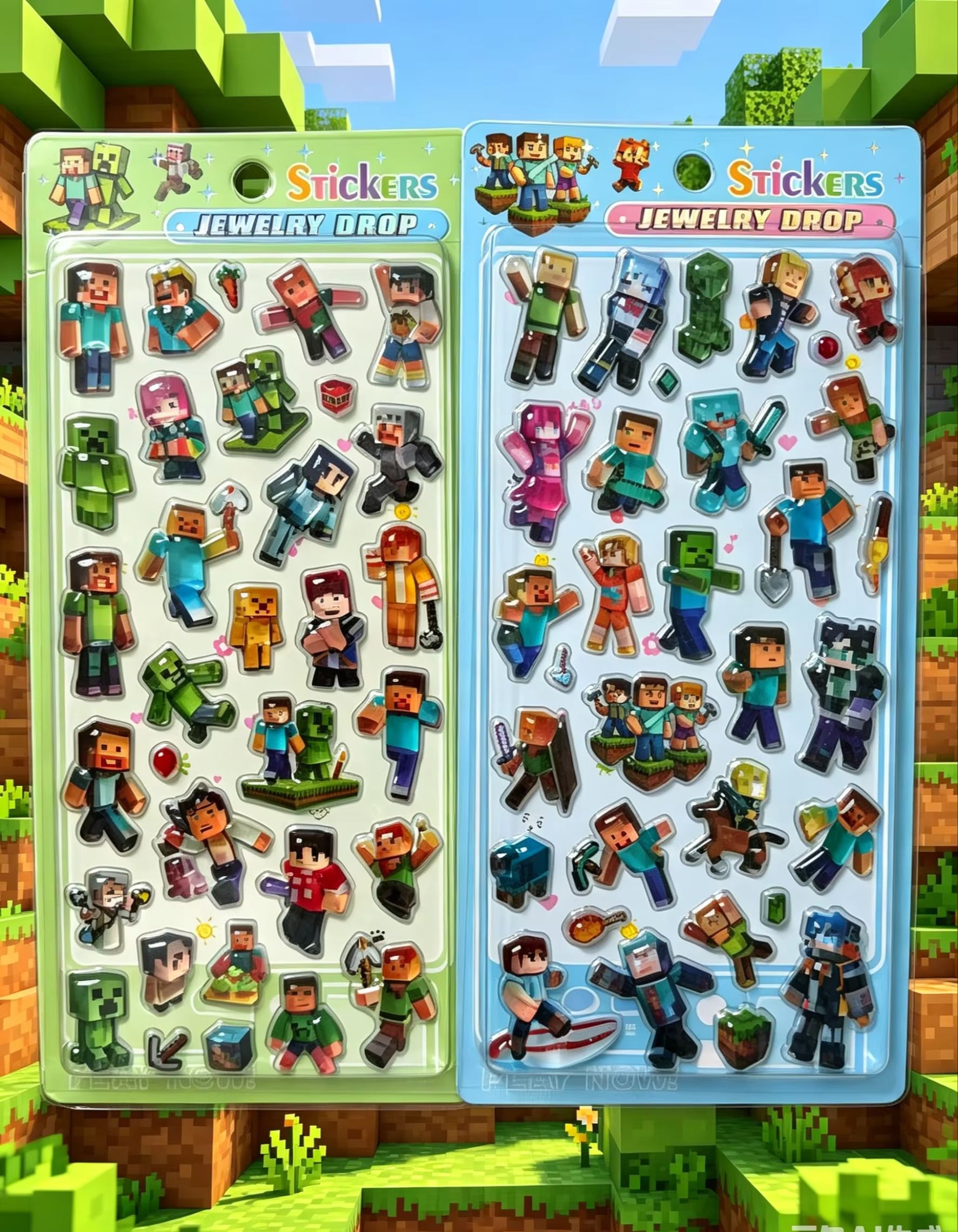 Party Games Minecraft - Minecraft Game Epoxy 3D Puffy Stickers