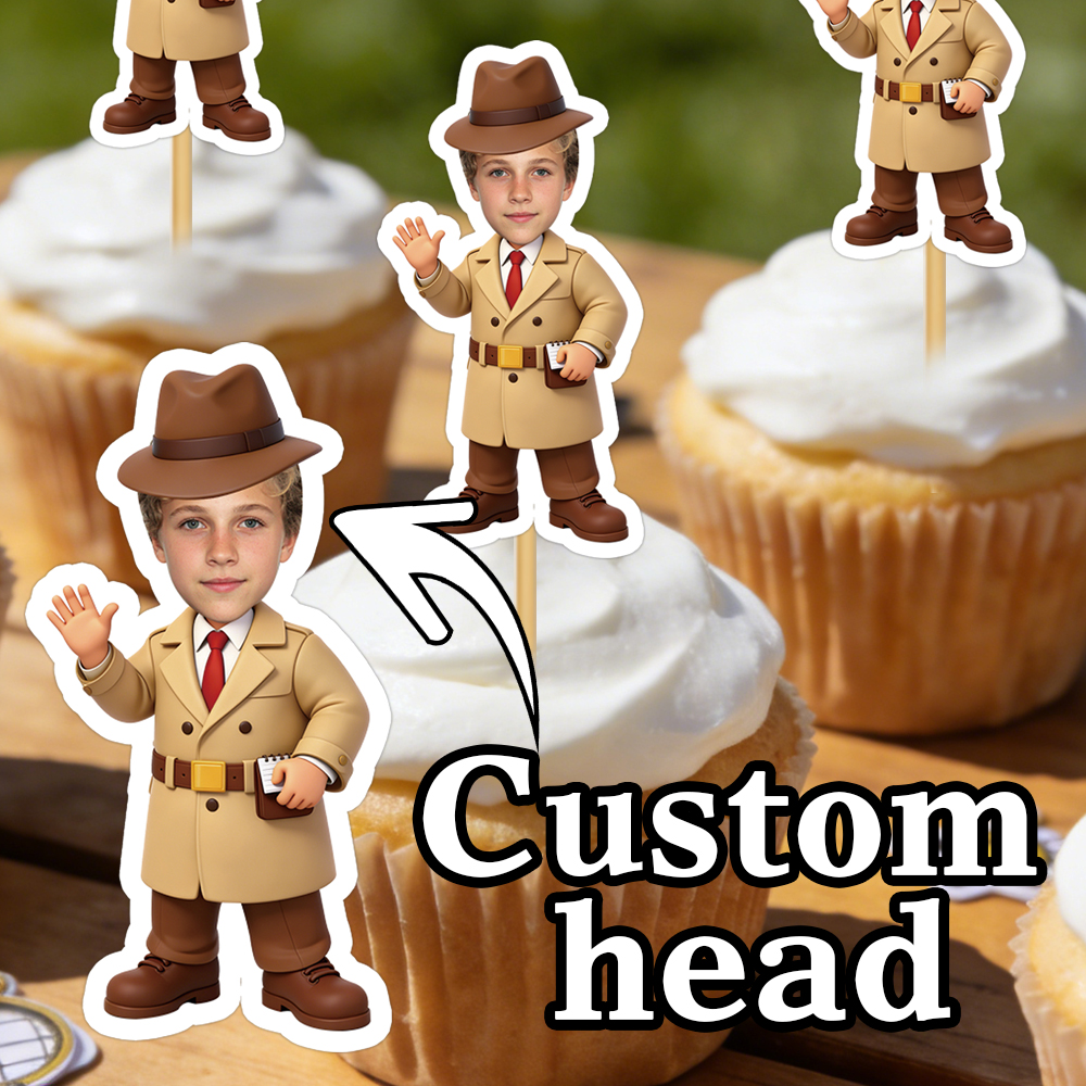 Party Games Spy - Customized facial detective themed cake topper,