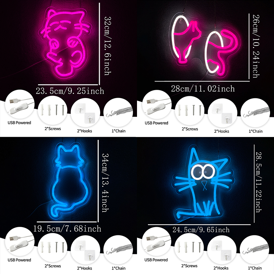 Cat Series Neon Sign For Wall  - مراجعة Party Games Shop وسعره