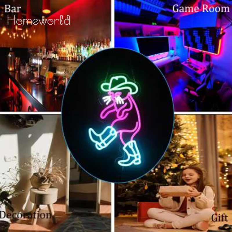 Cowboy Cat Neon Light Sign Dim - مراجعة Party Games Shop وسعره