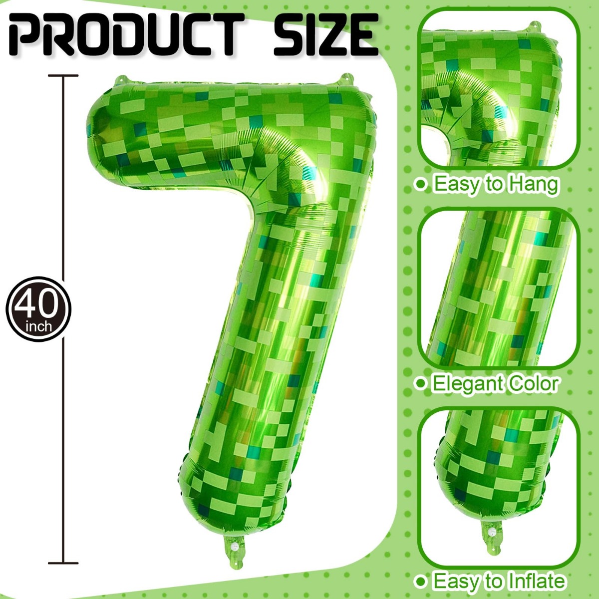 40Inch Green Pixel Number Ball - مراجعة Party Games Minecraft وسعره