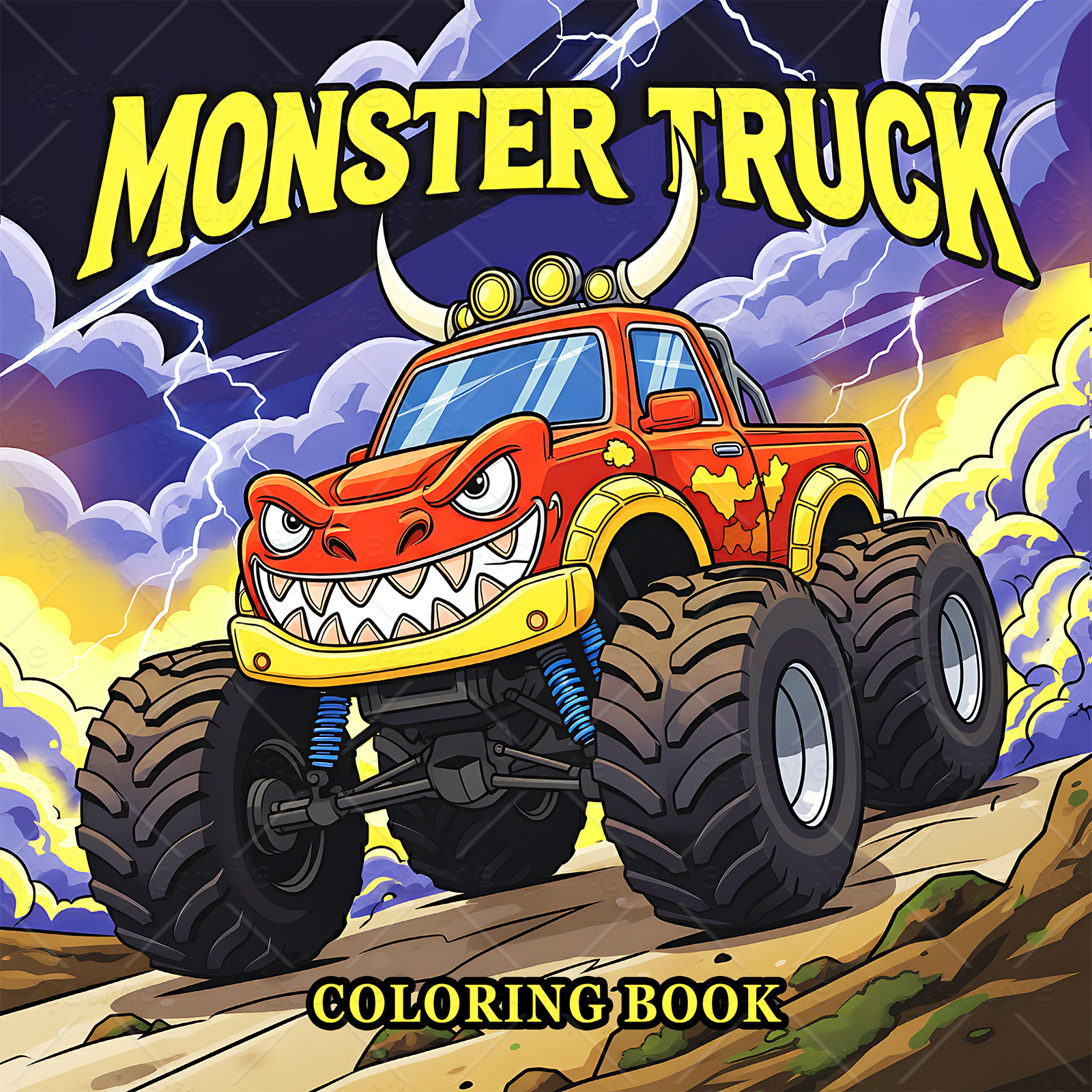 MONSTER TRUCK Coloring Book fo - مراجعة Party Games Adult Birthday وسعره
