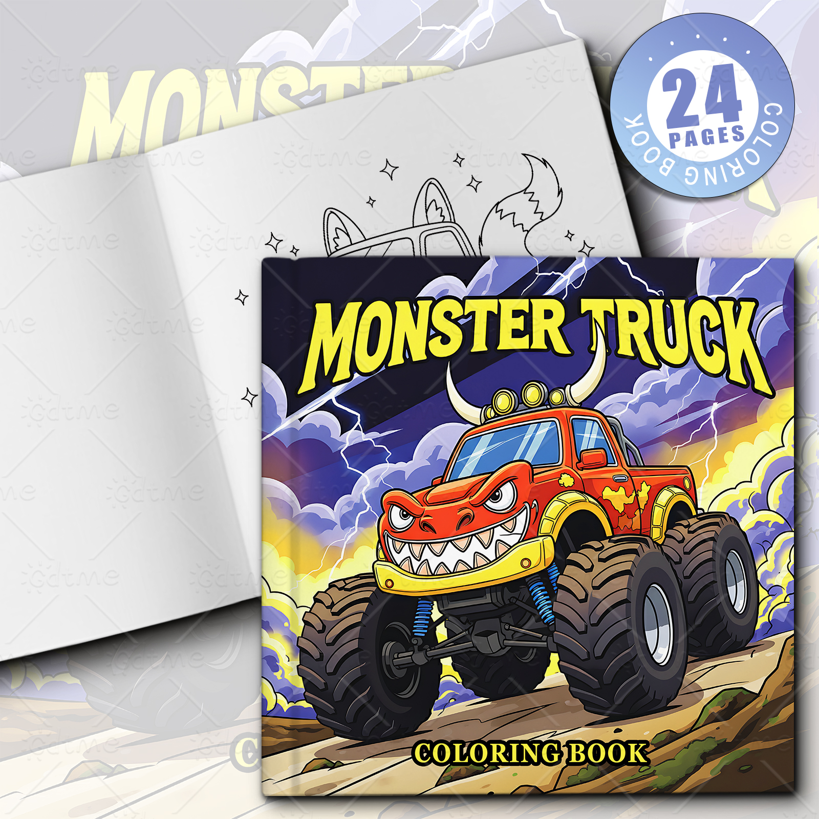 MONSTER TRUCK Coloring Book fo - مراجعة Party Games Adult Birthday وسعره